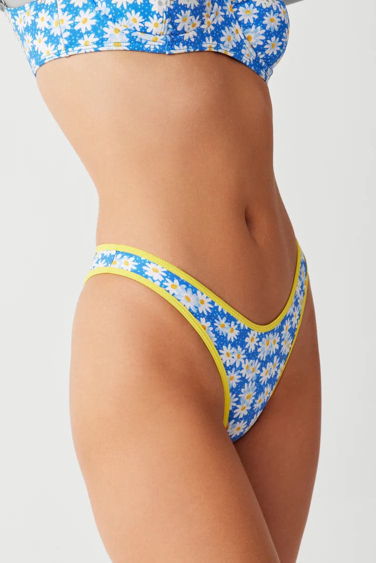 Shop Frankies Bikinis Frankies Bikinis Dove Classic Bikini Bottom in Blue Daisy online at Spoiled Brat