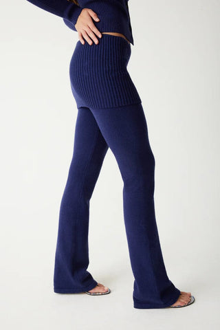 Shop Frankies Bikinis Mason Cloud Knit Flare Pant in Luna Blue as seen on Una Healy - Spoiled Brat  Online