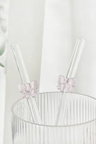 Coconut Lane Glass Straw with Pink Bows Straws by Coconut Lane as seen on celebrities