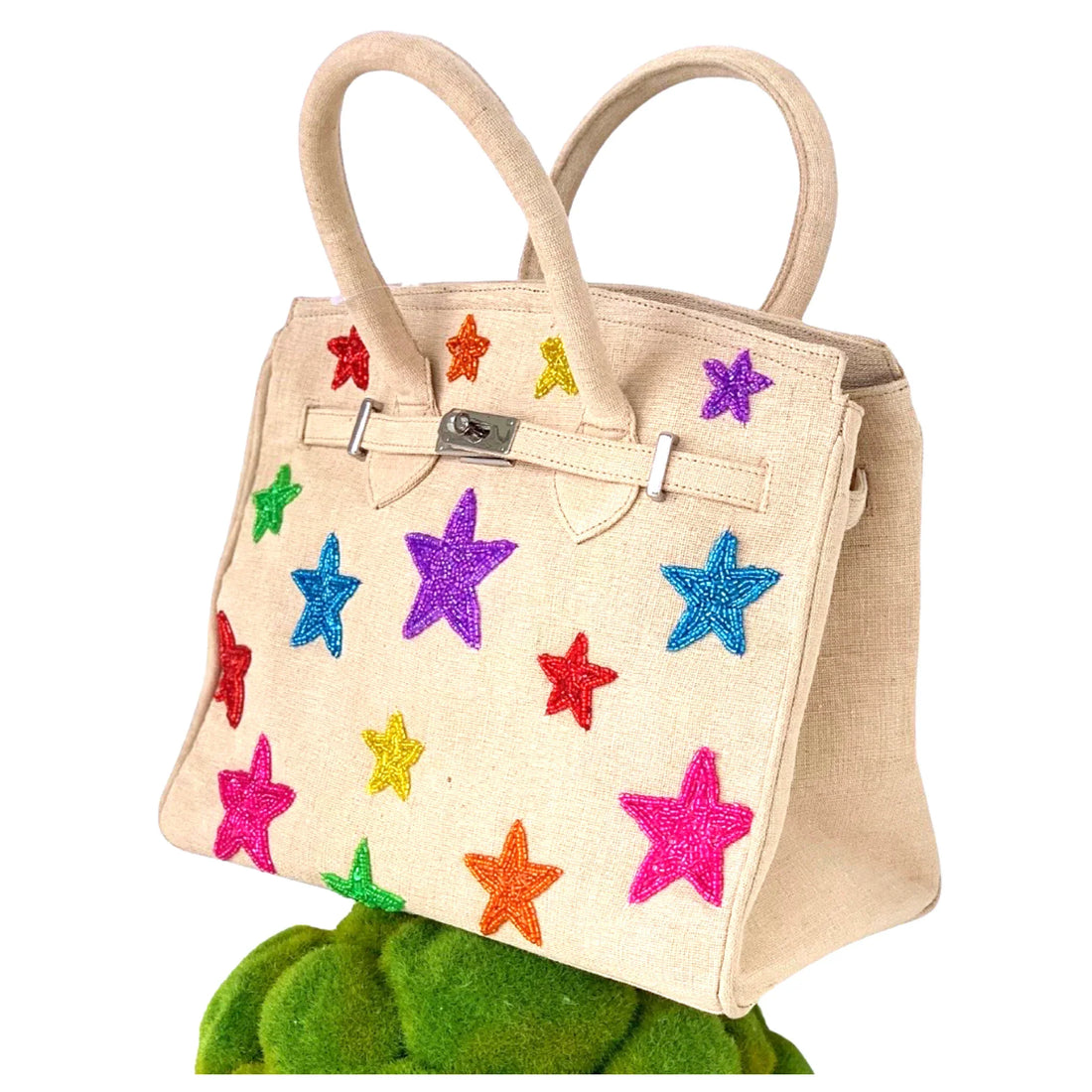 Shop Handmade Beaded Stars Canvas Bag - Premium Handbag from Tiana New York Online now at Spoiled Brat 