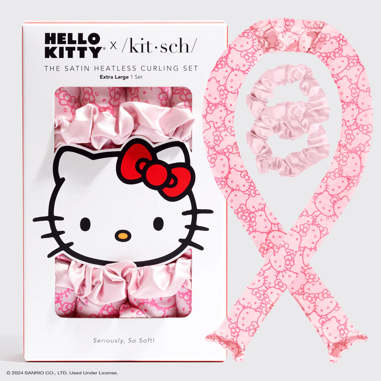 Shop Kitsch Hello Kitty x Kitsch XL Heatless Curling Set - Pink Hello Kitty Faces online at Spoiled Brat