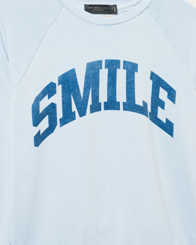 Shop Junk Food Junk Food Womens Smile Vintage Raglan Pullover online at Spoiled Brat