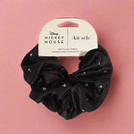 Shop Kitsch Kitsch & Mickey and Minnie Recycled Black Fabric Rhinestone Scrunchie online at Spoiled Brat