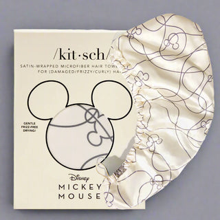 Kitsch & Mickey and Minnie Satin-Wrapped Hair Towel - Mickey Maze