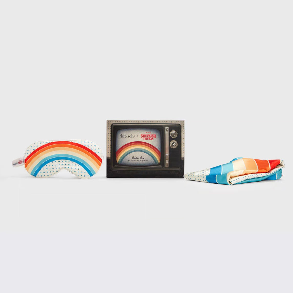 Shop Kitsch Kitsch x Stranger Things Satin Pillowcase + Eye Mask Set online at Spoiled Brat