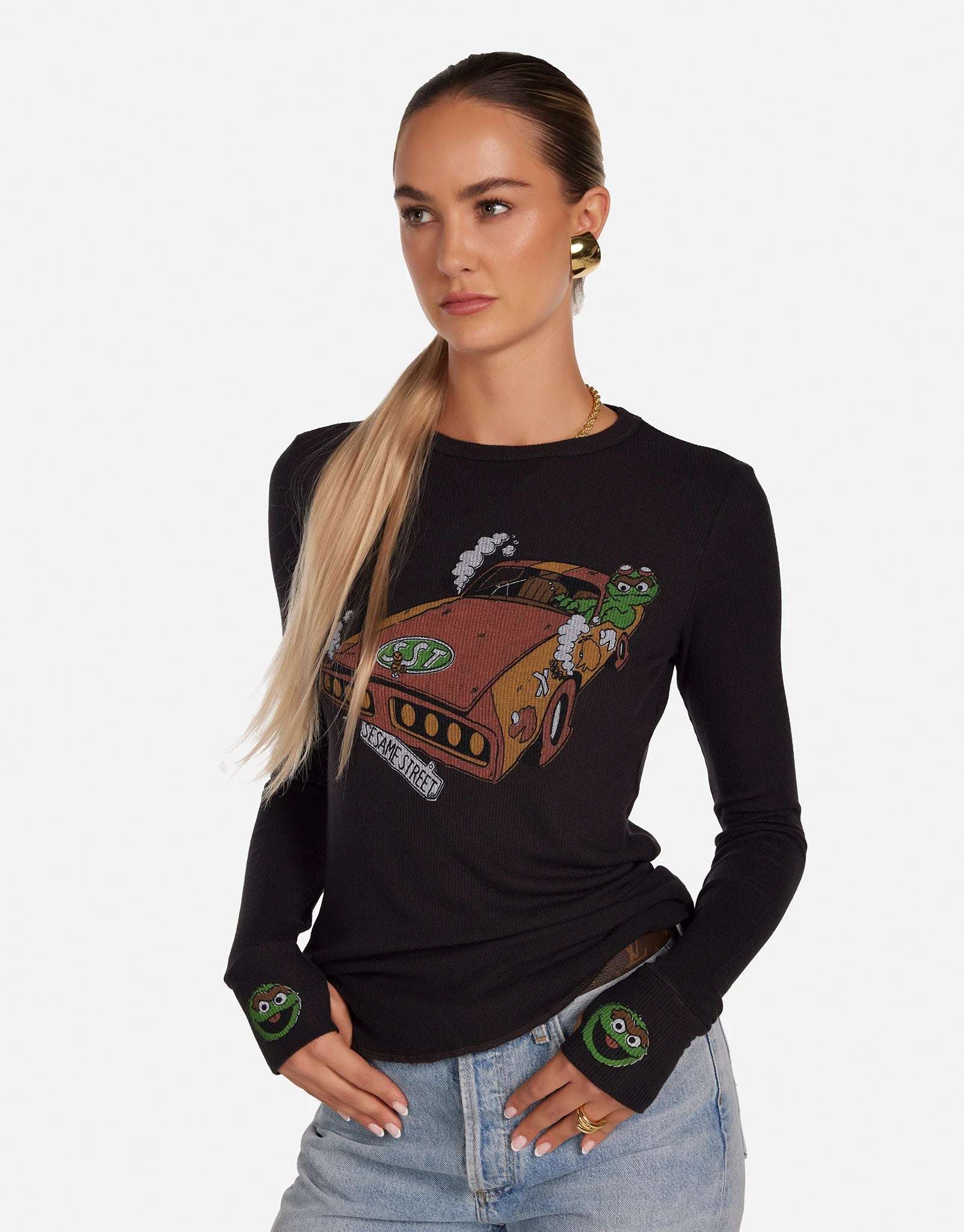 Lauren Moshi McKinley Oscar The Grouch Racing Long Sleeved Tee Long Sleeved Top by Lauren Moshi as seen on celebrities