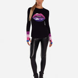 Lauren Moshi Shyla Pink Ombre Lip Top Long Sleeved Top by Lauren Moshi as seen on celebrities