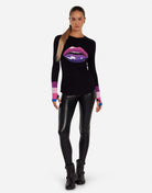 Lauren Moshi Shyla Pink Ombre Lip Top Long Sleeved Top by Lauren Moshi as seen on celebrities