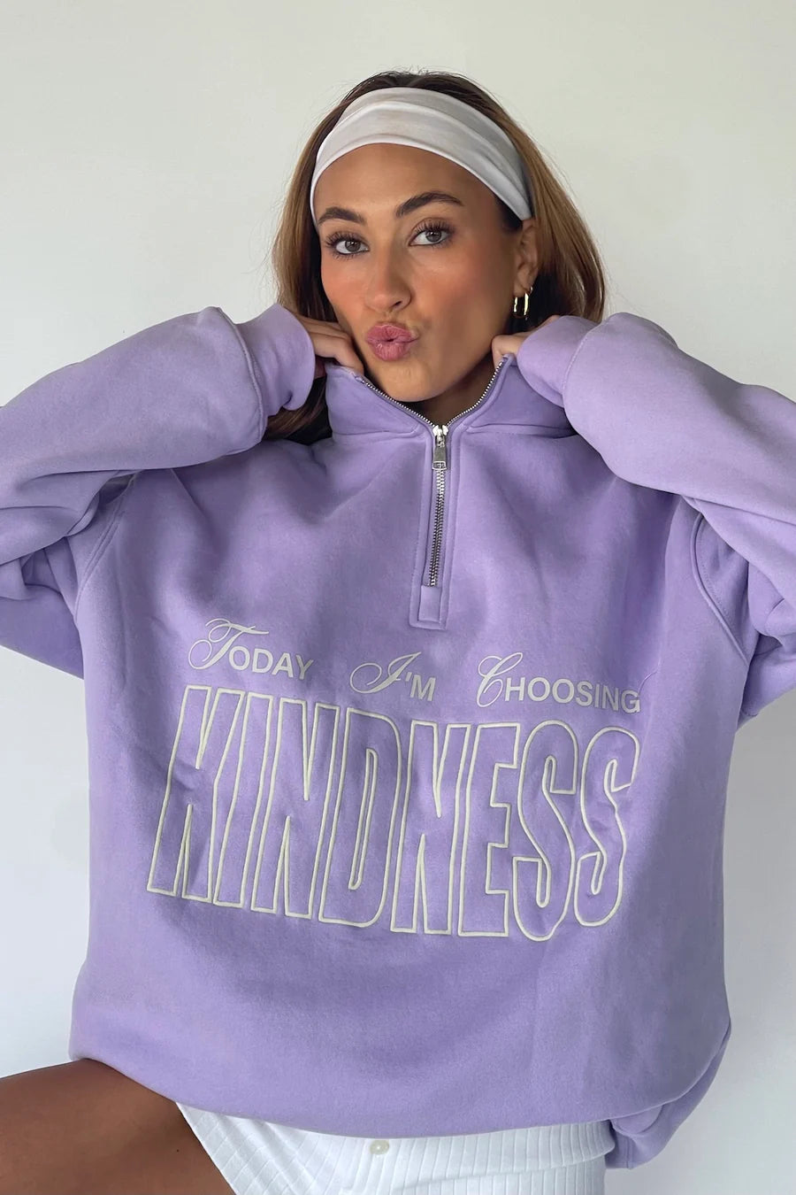 Mayfair Choose Kindness Half-Zip Sweatshirt as seen on Chloe Meadows