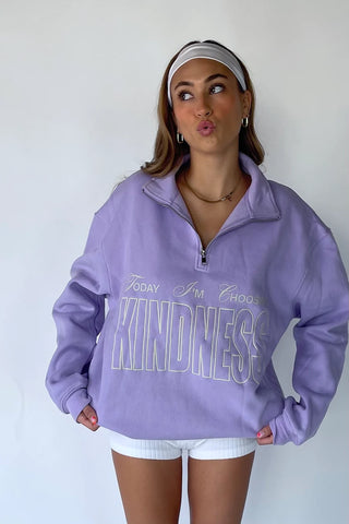 Shop Mayfair Choose Kindness Half-Zip Sweatshirt as seen on Chloe Meadows - Spoiled Brat  Online