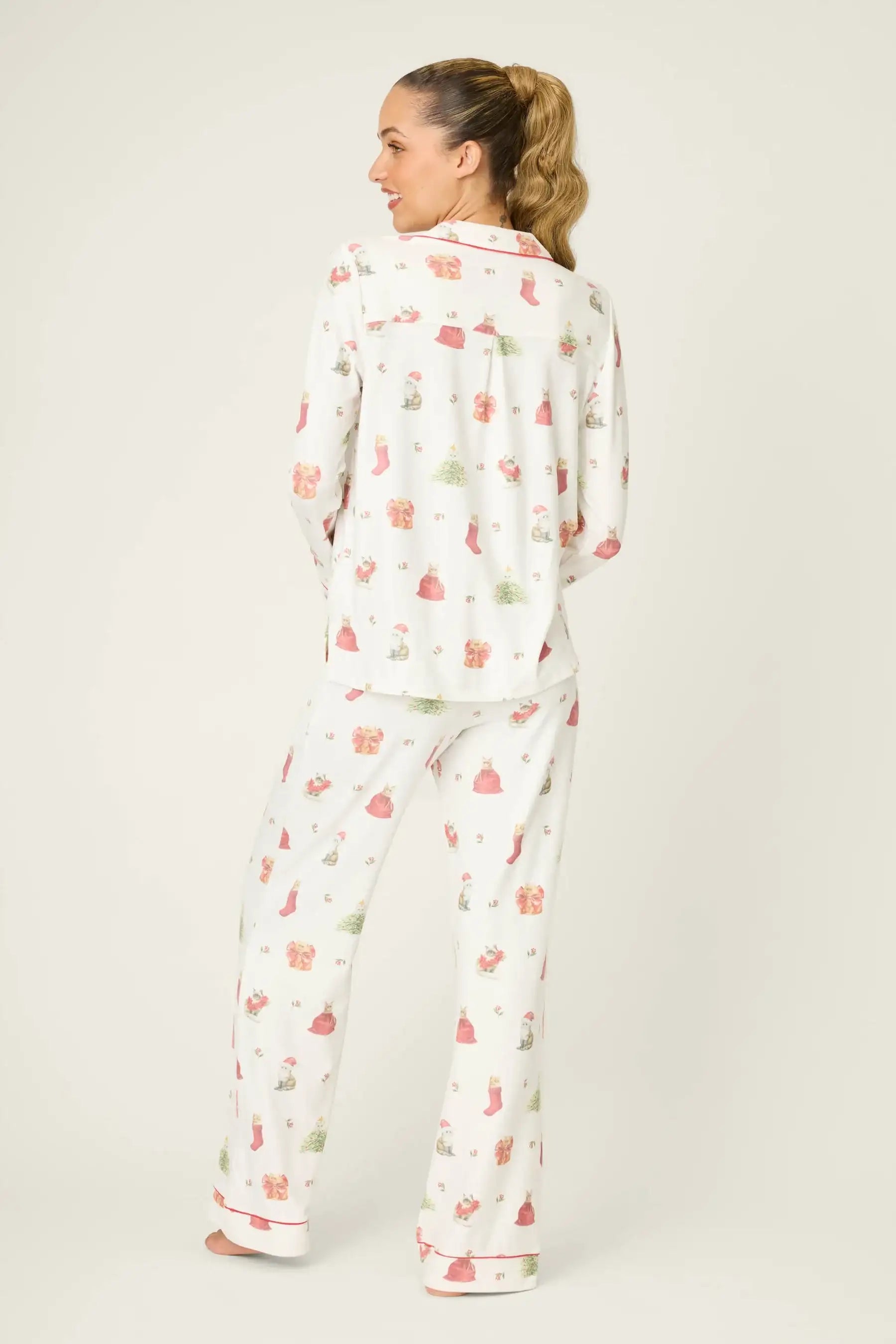 PJ Salvage Feline Festive Cat Print Christmas PJ Set