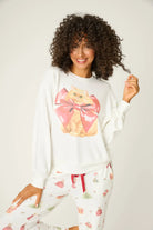 PJ Salvage Feline Festive Cat Print Sweater as seen on Chloe Sims