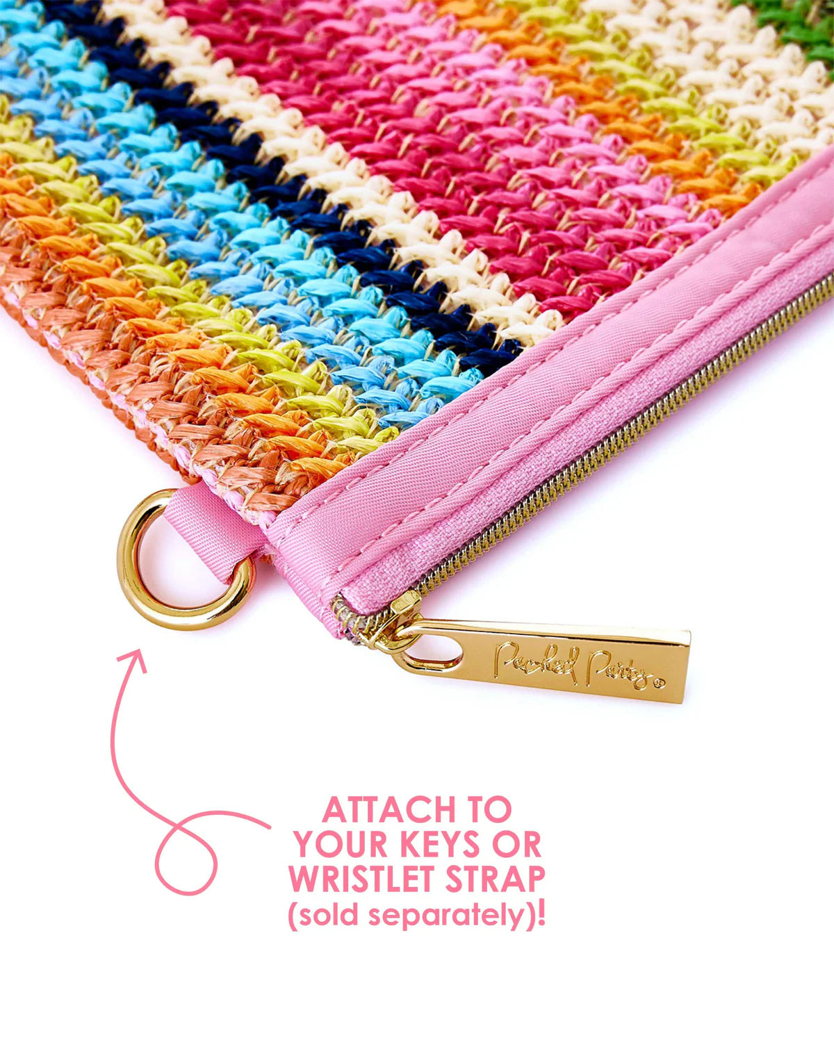 Shop Packed Party Packed Party Bring On The Fun Luxe Woven Rainbow Everything Pouch Bag online at Spoiled Brat