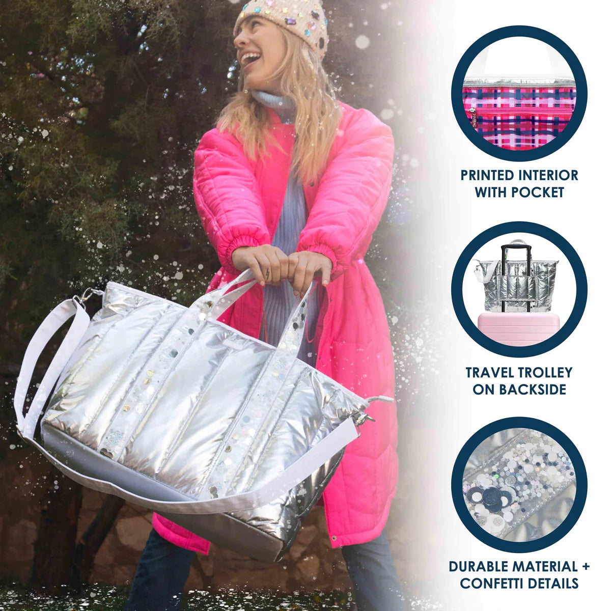 Shop Packed Party Packed Party Snow Much Fun Puffer Confetti Travel Bag online at Spoiled Brat