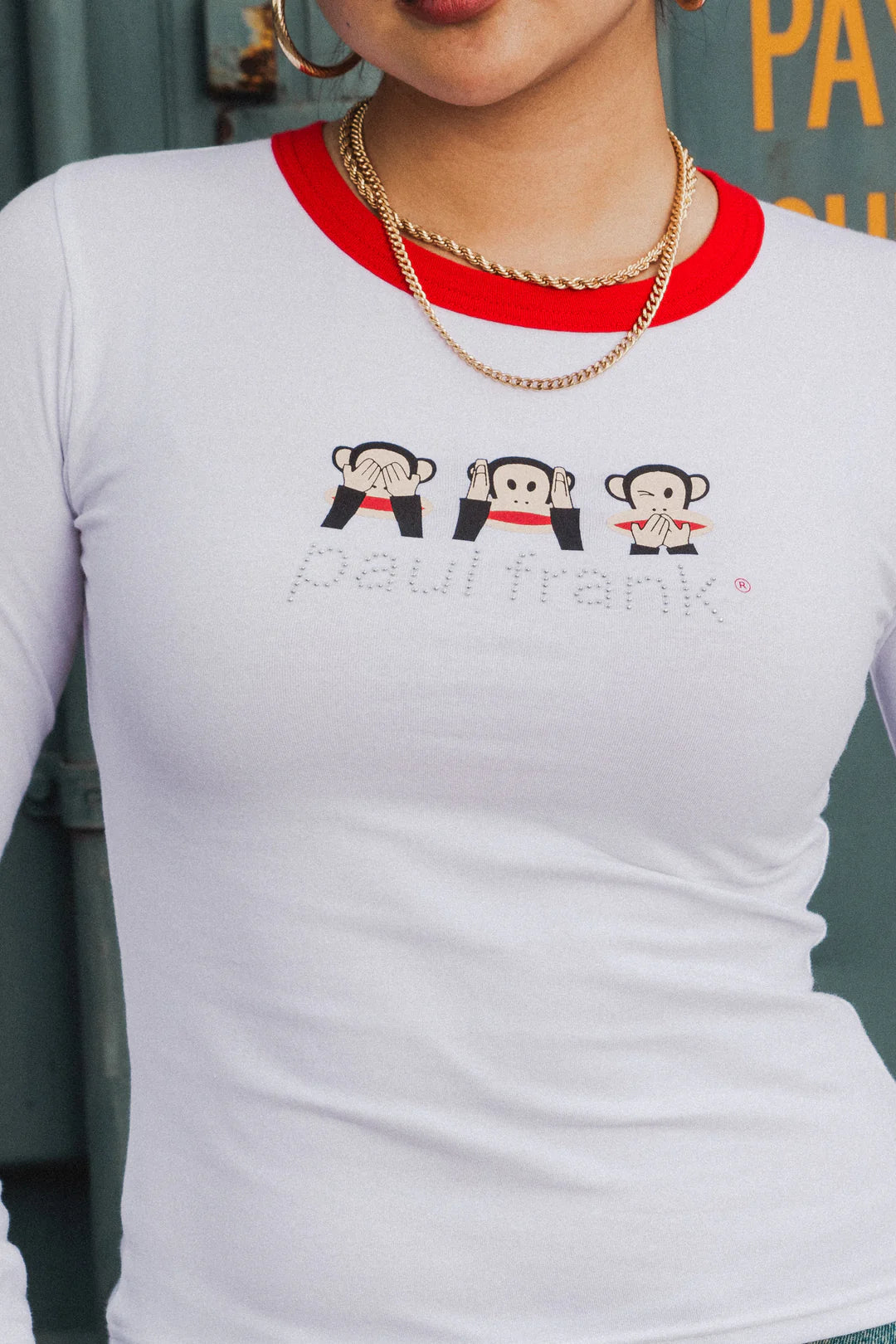 Shop Daisy Street Paul Frank x Daisy Street Long Sleeved Ringer Top online at Spoiled Brat