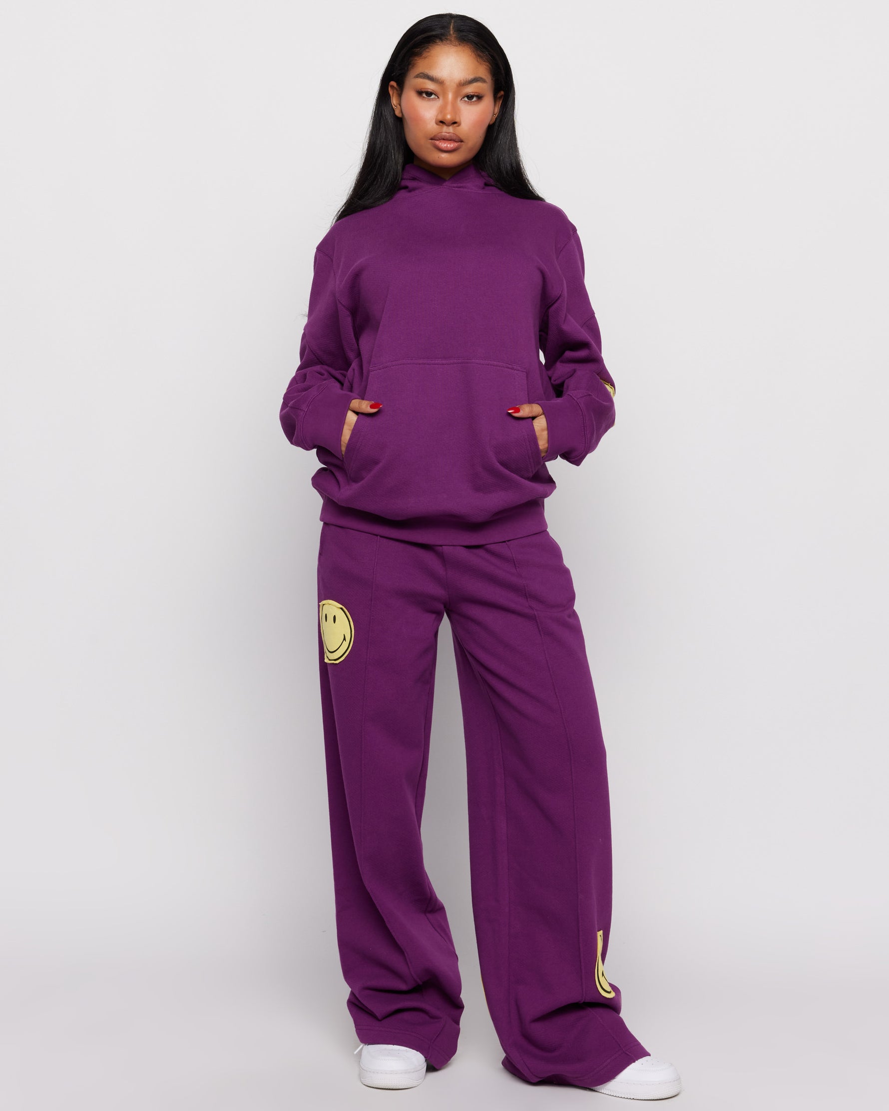 Shop Samii Ryan Samii Ryan Smiley® Purple Oversized Hoodie online at Spoiled Brat