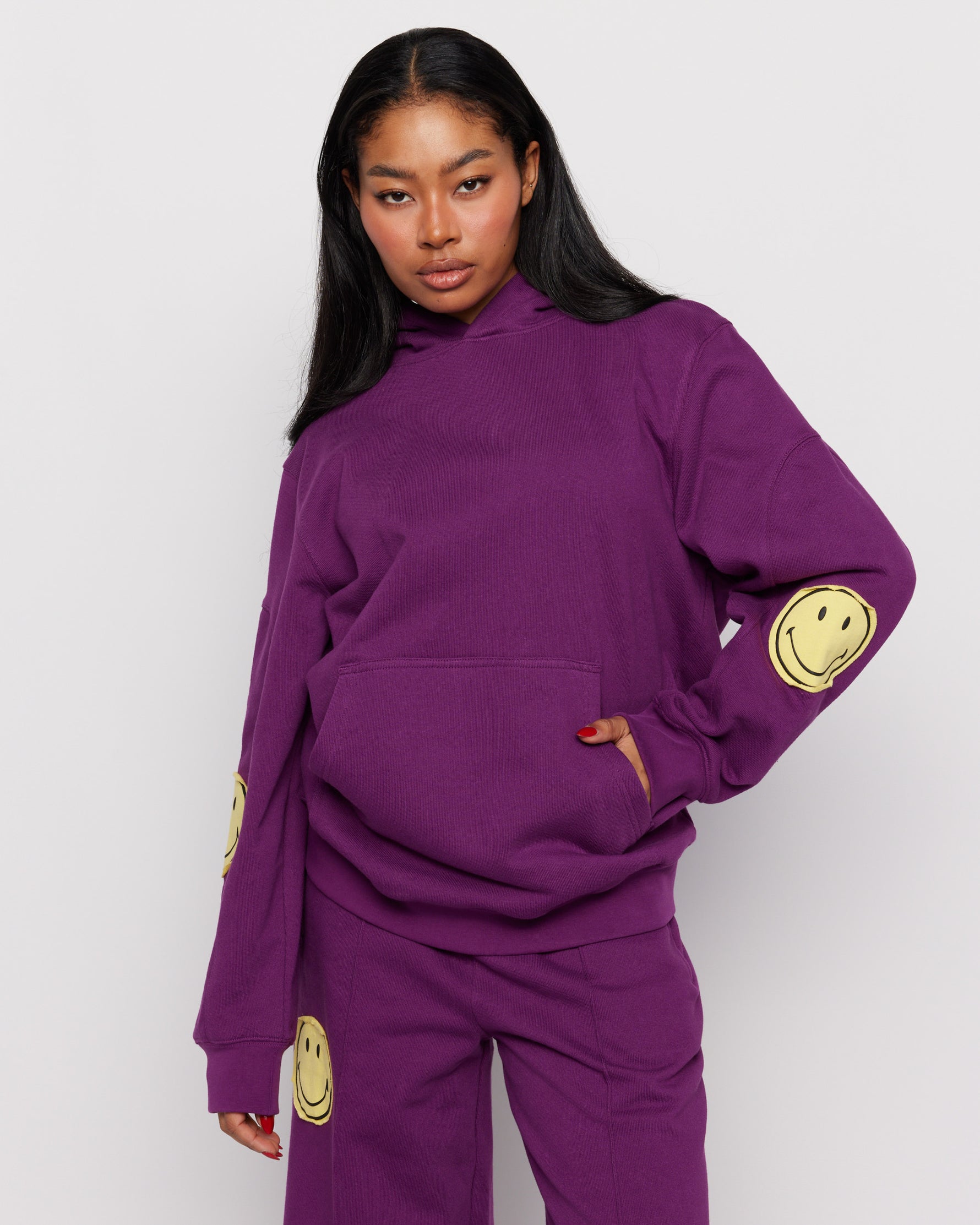 Shop Samii Ryan Samii Ryan Smiley® Purple Oversized Hoodie online at Spoiled Brat