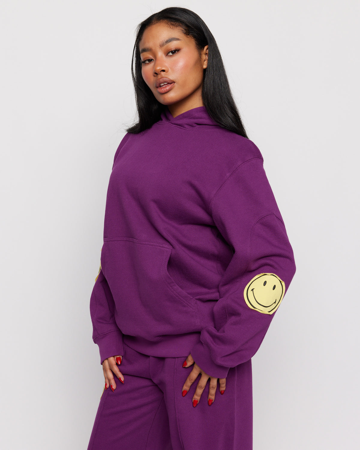 Shop Samii Ryan Samii Ryan Smiley® Purple Oversized Hoodie online at Spoiled Brat