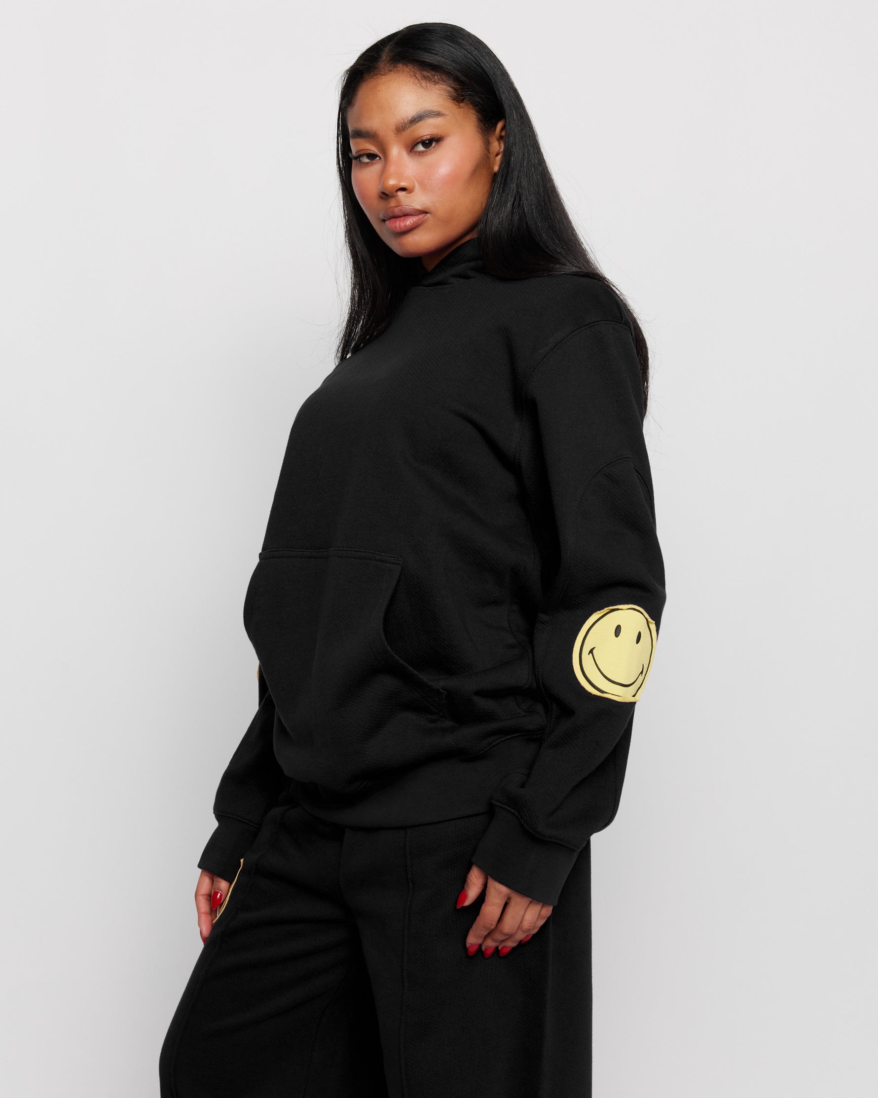 Shop Samii Ryan Samii Ryan Smiley® Black Oversized Hoodie online at Spoiled Brat