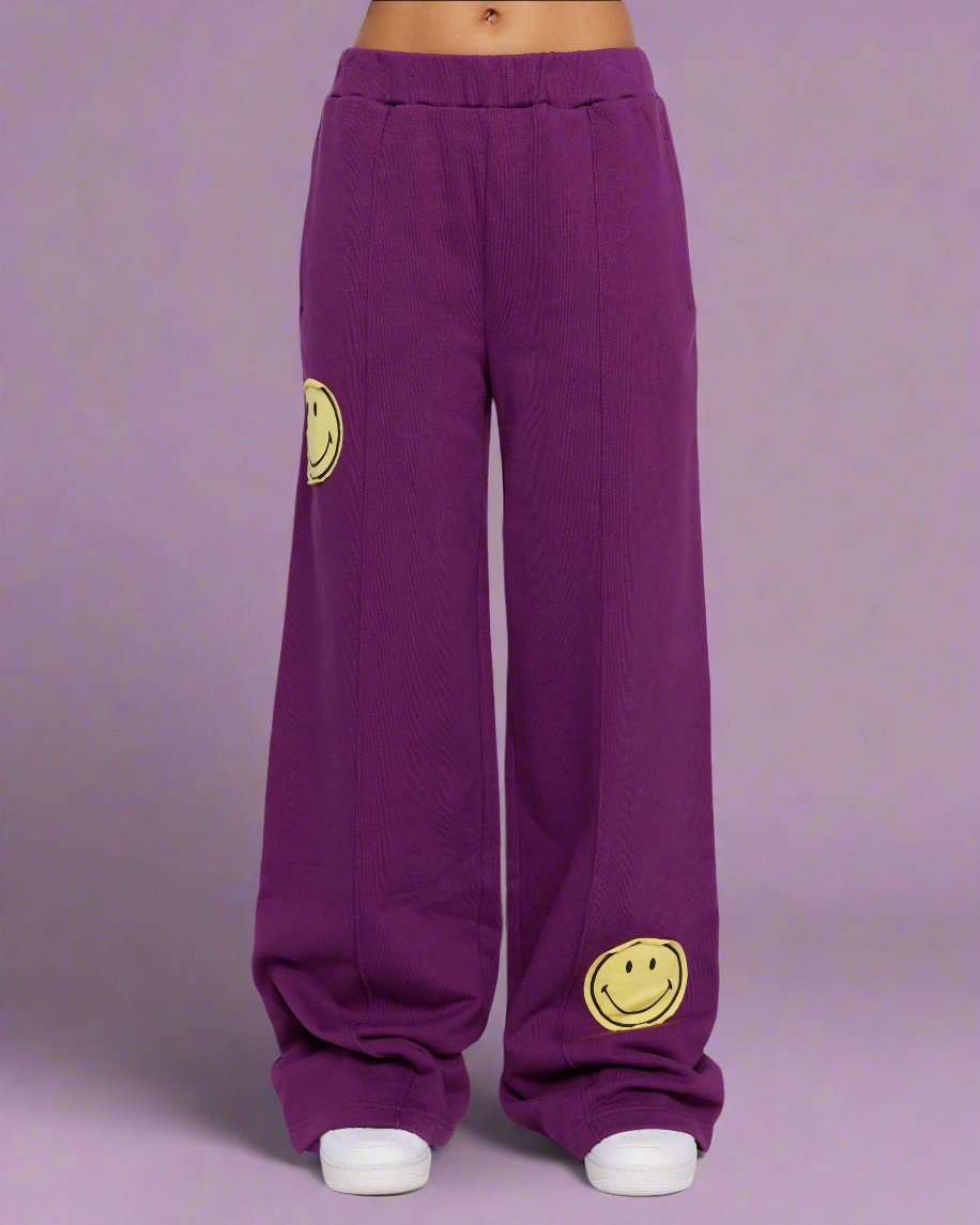 Shop Samii Ryan Samii Ryan Smiley® Straight Leg Purple Jogger Pants online at Spoiled Brat