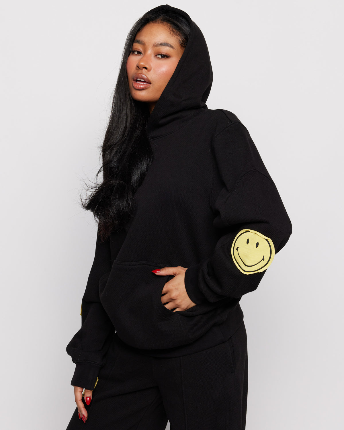 Shop Samii Ryan Samii Ryan Smiley® Black Oversized Hoodie online at Spoiled Brat