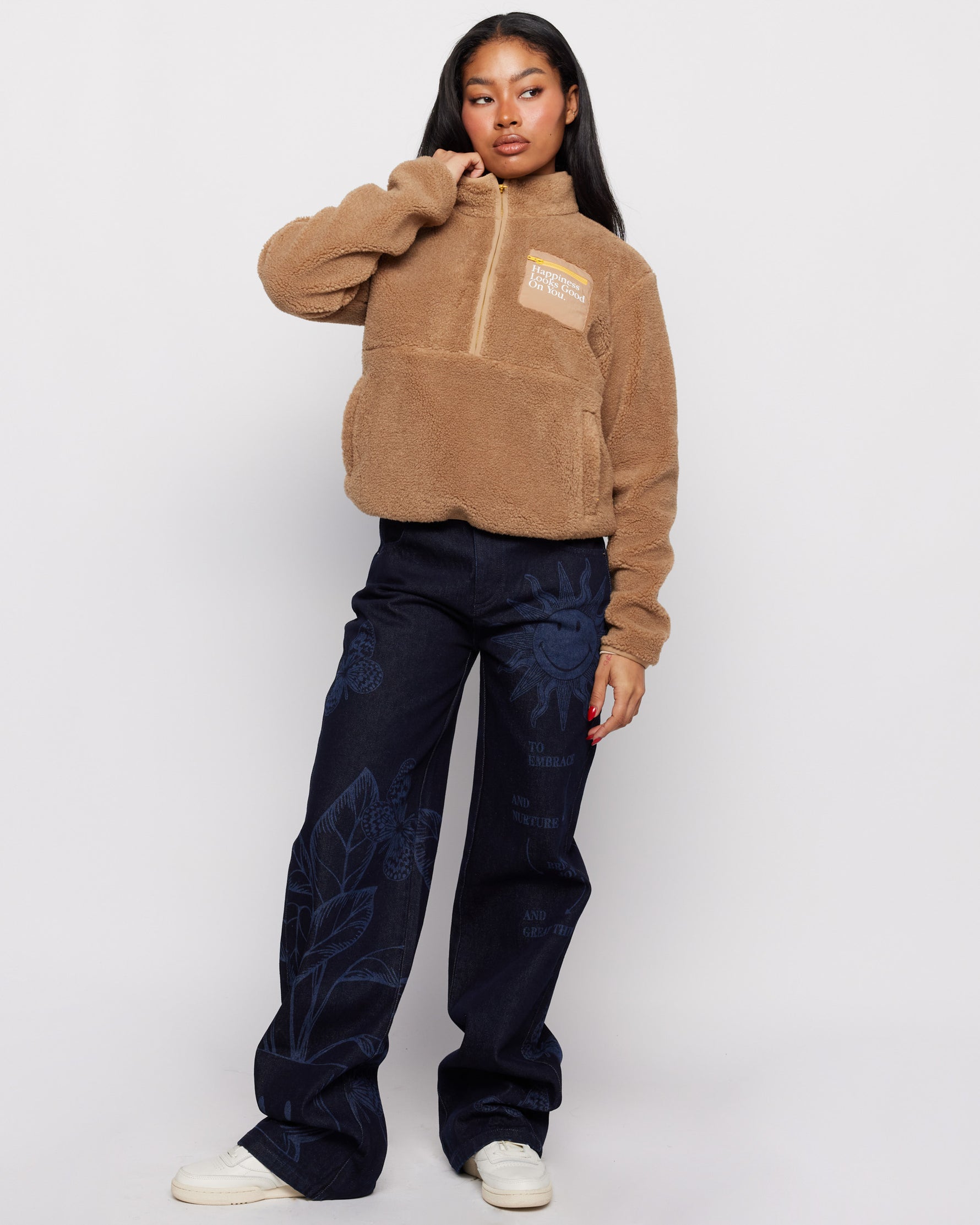 Shop Samii Ryan Samii Ryan Smiley® Sunshine Sherpa Jacket online at Spoiled Brat