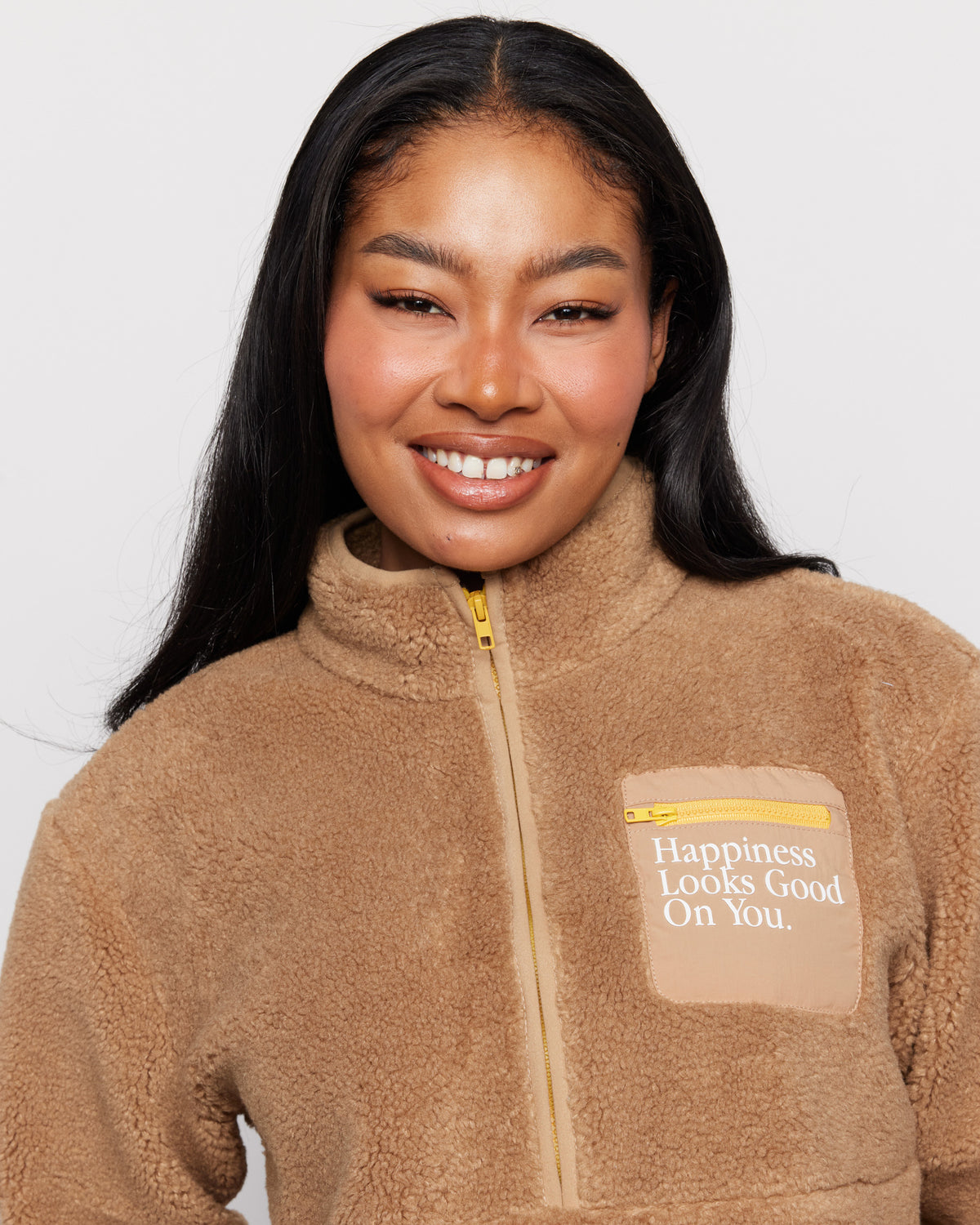 Shop Samii Ryan Samii Ryan Smiley® Sunshine Sherpa Jacket online at Spoiled Brat