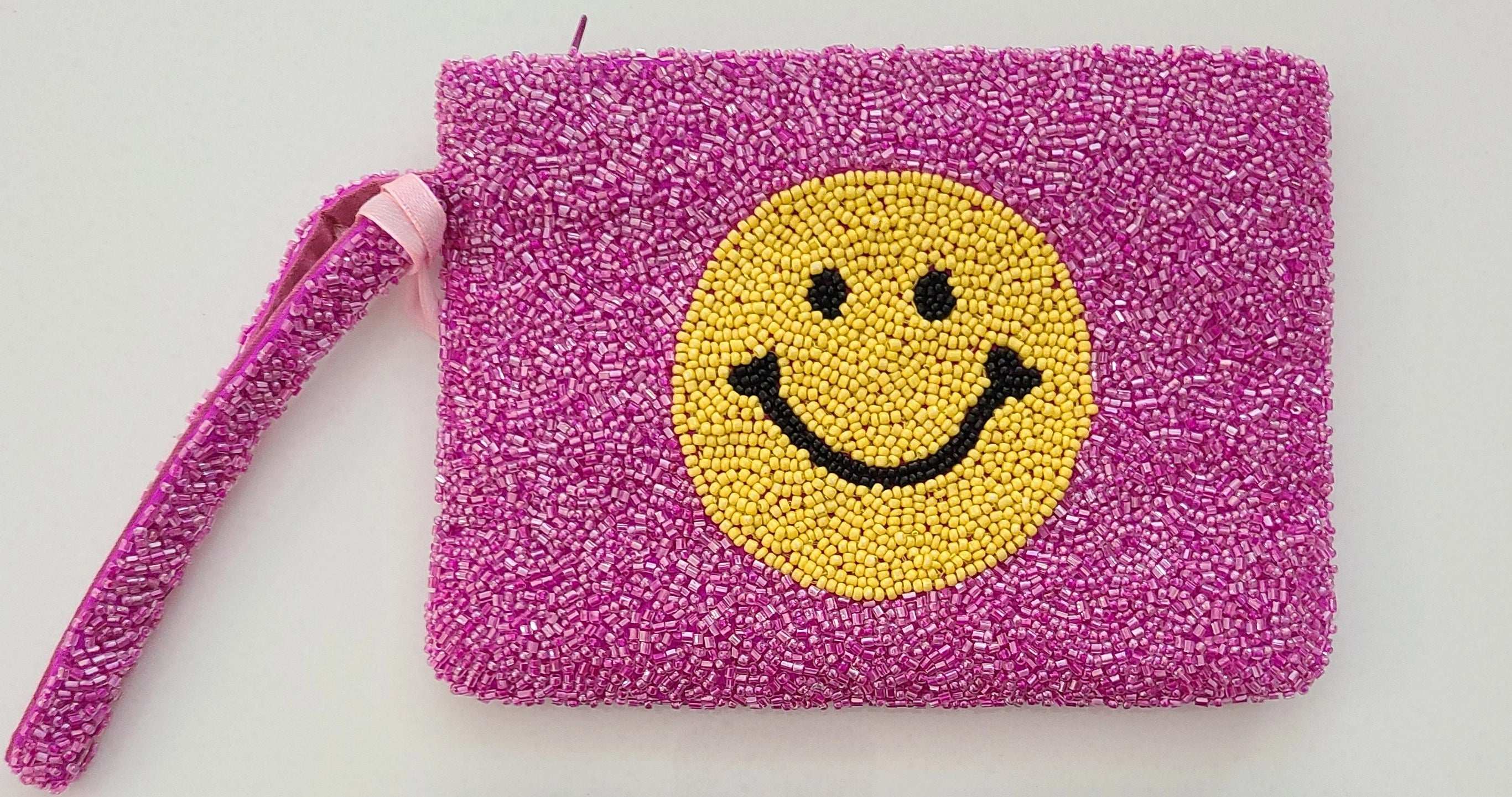 Tiana Designs Hand Beaded Smiley Coin Purse Wristlet Handbag by Tiana New York as seen on celebrities