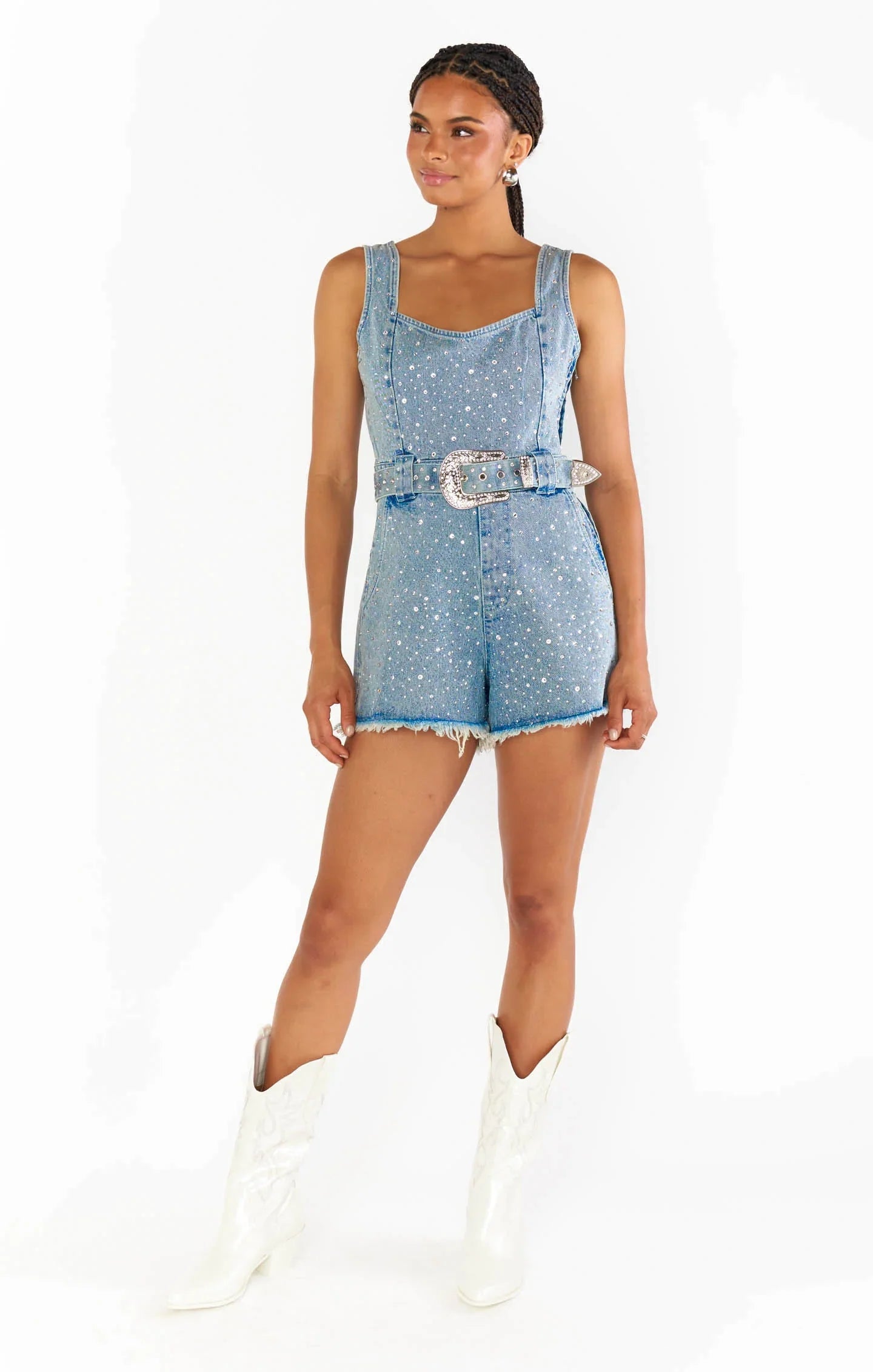 Shop Show Me Your Mumu Spears Crystal Embellished Romper - Premium Romper from Show Me Your Mumu Online now at Spoiled Brat 