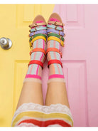 Sock Candy Candy Stripe Ruffle Crew Sock Socks by Sock Candy as seen on celebrities