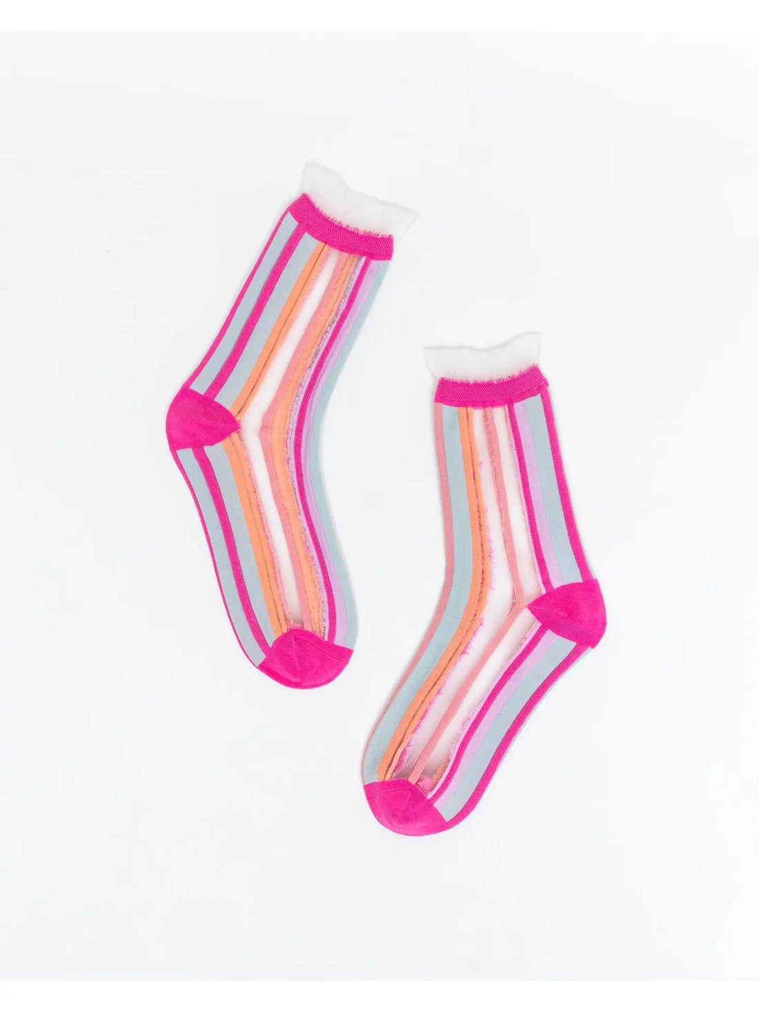 Sock Candy Candy Stripe Ruffle Crew Sock