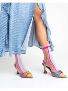 Sock Candy Candy Stripe Ruffle Crew Sock Socks by Sock Candy as seen on celebrities