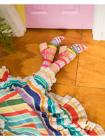 Shop Sock Candy Sock Candy Candy Stripe Ruffle Crew Sock online at Spoiled Brat