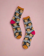 Shop Sock Candy Sock Candy Teddy Bear Ruffle Black Sheer Crew Sock online at Spoiled Brat