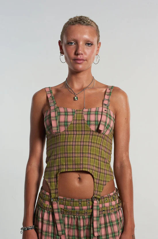 The Ragged Priest Mix Check Corset Top