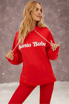 Shop Beach Riot Beach Riot Alissa Santa Babe Hooded Sweater as seen on Una Healy Sweater for women – premium loungewear and festival fashion at Spoiled Brat
