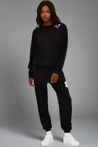 Shop Beach Riot Beach Riot Devyn Boo Black Sweatshirt Sweater for women – premium loungewear and festival fashion at Spoiled Brat