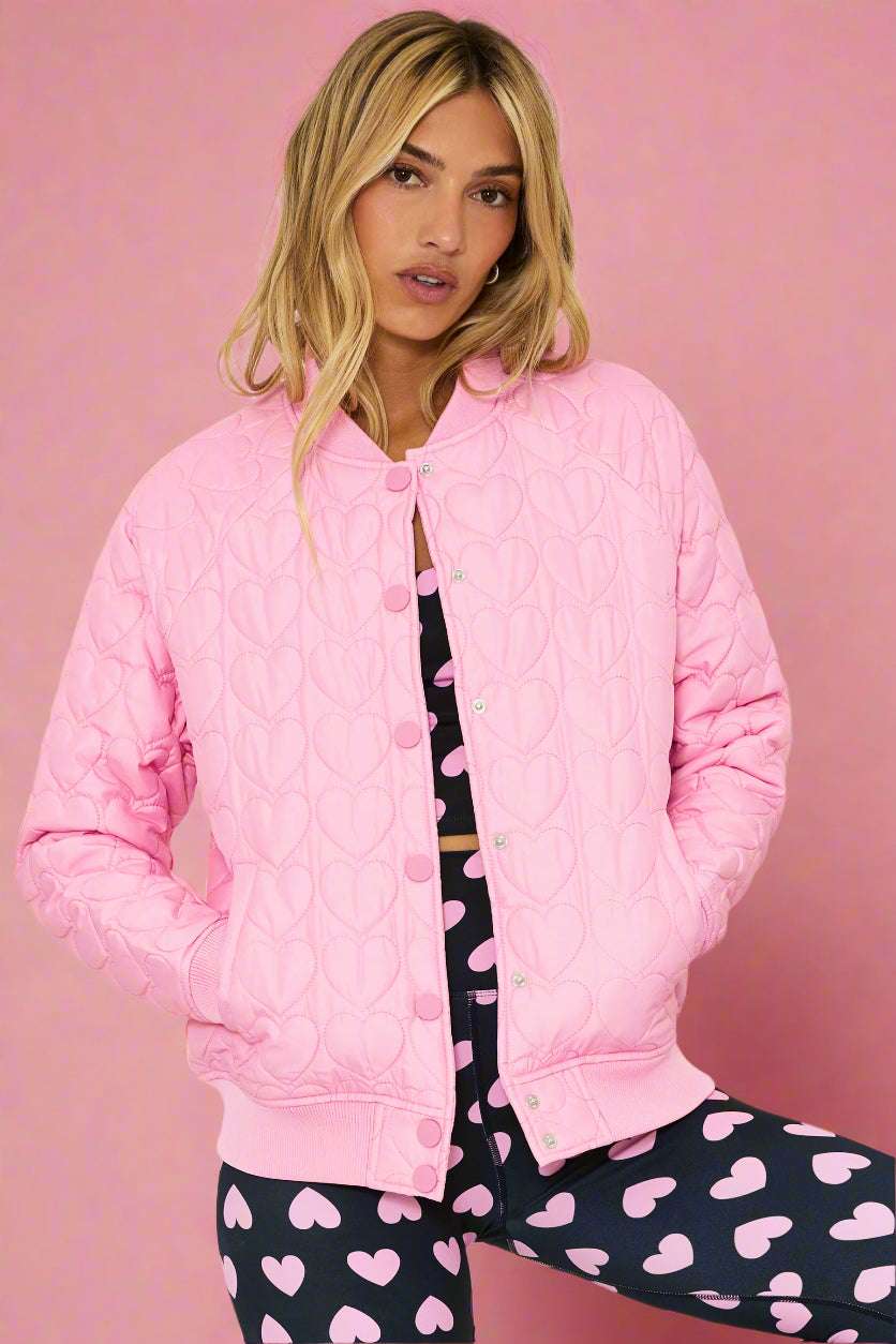 Beach Riot Flight Jacket Prism Pink Heart - Spoiled Brat