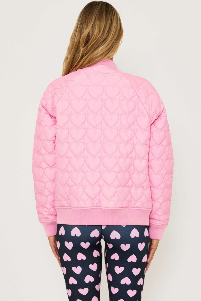 Shop Beach Riot Beach Riot Flight Jacket Prism Pink Heart Jacket for women – premium loungewear and festival fashion at Spoiled Brat