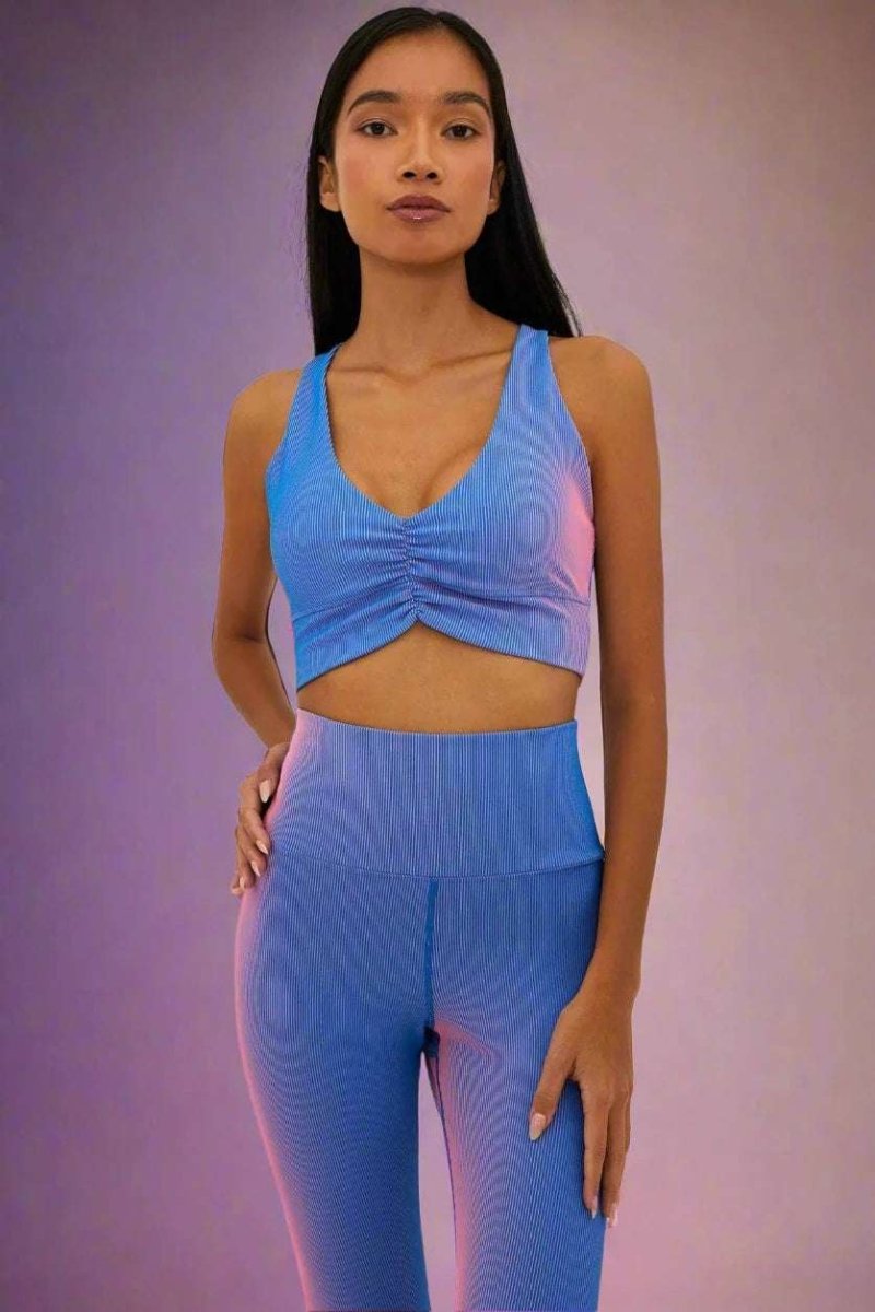 Shop Beach Riot Beach Riot Mindy Gym Top in Imperial Two Tone Rib Crop Top for women – premium loungewear and festival fashion at Spoiled Brat