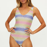 Beach Riot Reese One Piece Cotton Candy Ombre Shine Swimsuit Swimsuit by Beach Riot as seen on celebrities