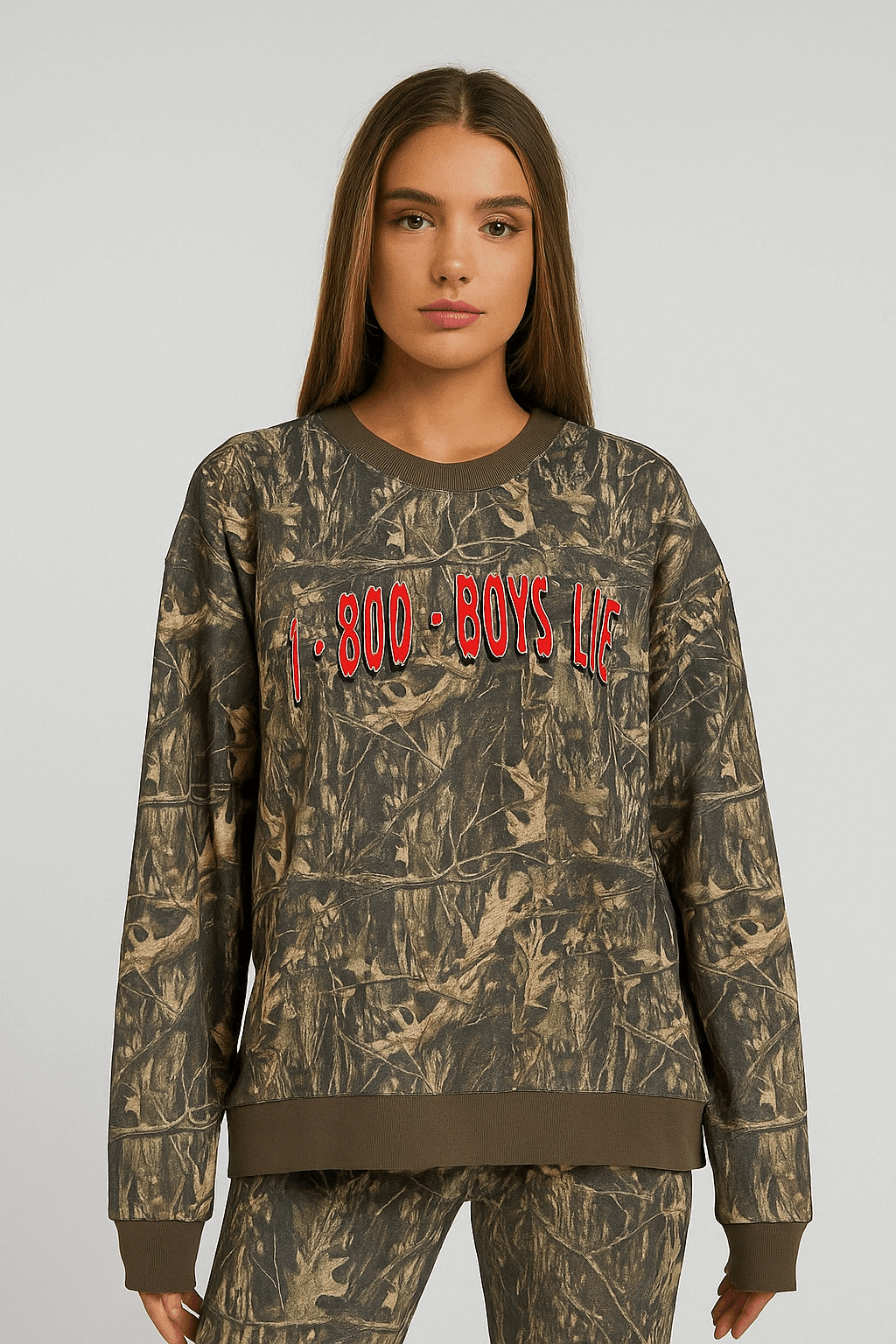 Boys Lie 1-800 Manhunt Kara Crewneck Sweater by Boys Lie – Sweater – Brown | Spoiled Brat UK