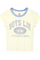 Shop Boys Lie Boys Lie Athletic Dept V3 Baby Tee T-Shirt for women – premium loungewear and festival fashion at Spoiled Brat