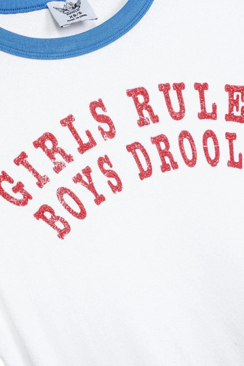Shop Boys Lie Boys Lie Girls Rule Boys Drool Baby Tee T-Shirt for women – premium loungewear and festival fashion at Spoiled Brat