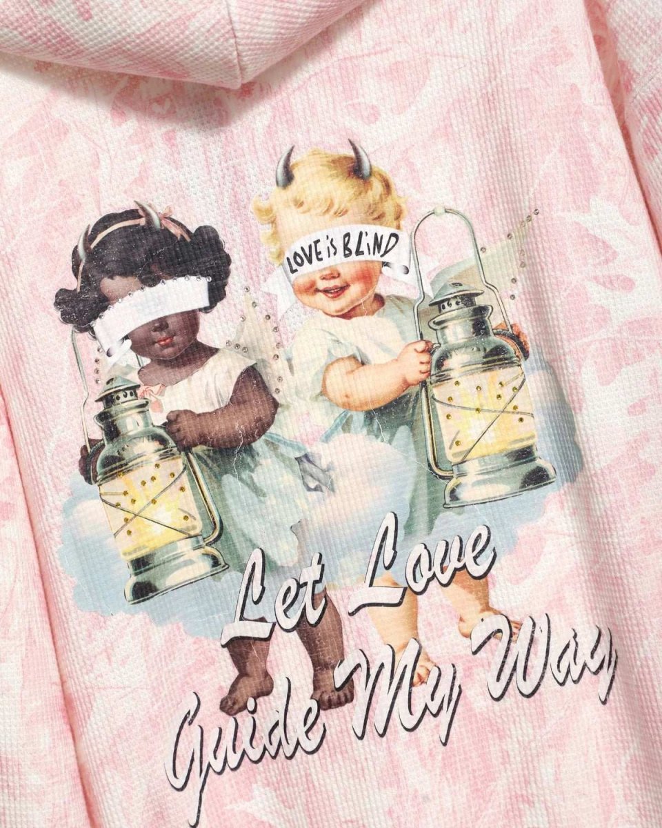 Shop Boys Lie Boys Lie Let Love Guide My Way Rhinestone Racer Hoodie as seen on Olivia Attwood Hooded Sweatshirt for women – premium loungewear and festival fashion at Spoiled Brat