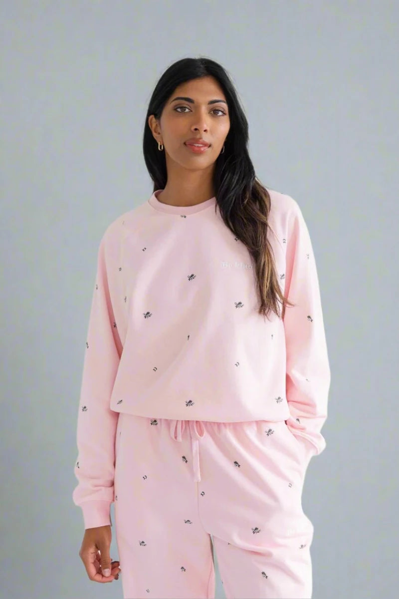 Shop Brunette The Label Brunette The Label "Be Kind" All Over Floral Perfect Crew Sweater Sweater for women – premium loungewear and festival fashion at Spoiled Brat