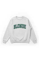 Shop Brunette The Label Brunette The Label "Blonde" Varsity Grey Not Your Boyfriend's Crew Sweater as seen on Catherine Tyldesley Sweater for women – premium loungewear and festival fashion at Spoiled Brat