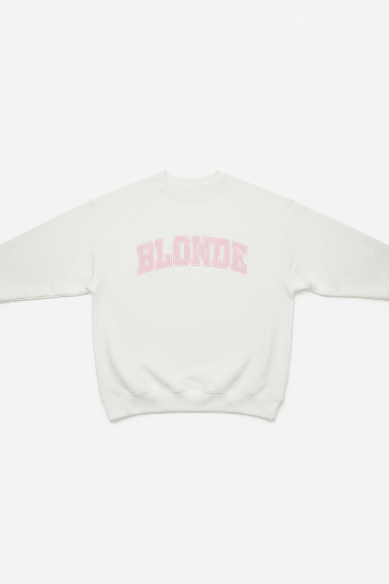 Shop Brunette The Label Brunette The Label "Blonde" Varsity Hair Colour Not Your Boyfriend's Crew Sweater Sweater for women – premium loungewear and festival fashion at Spoiled Brat