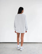 Shop Brunette The Label Brunette The Label "Brunette" Grey Varsity Hair Colour Not Your Boyfriend's Crew Sweater for women – premium loungewear and festival fashion at Spoiled Brat