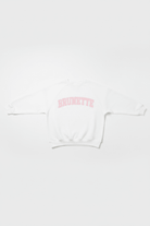 Shop Brunette The Label Brunette The Label "Brunette" Varsity Hair Colour Not Your Boyfriend's Crew Sweater Sweater for women – premium loungewear and festival fashion at Spoiled Brat